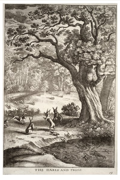 De hazen en kikkers door Wenceslaus Hollar